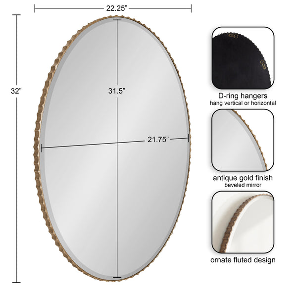 Kate & Laurel Elmora Fluted Oval Wall Mirror