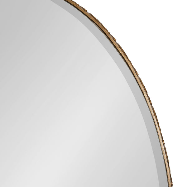 Kate & Laurel Elmora Leaf Embossed Oval Wall Mirror