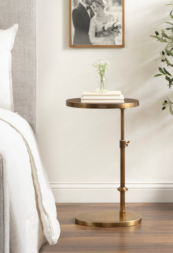 Kate & Laurel Engles Adjustable Oval Metal Table