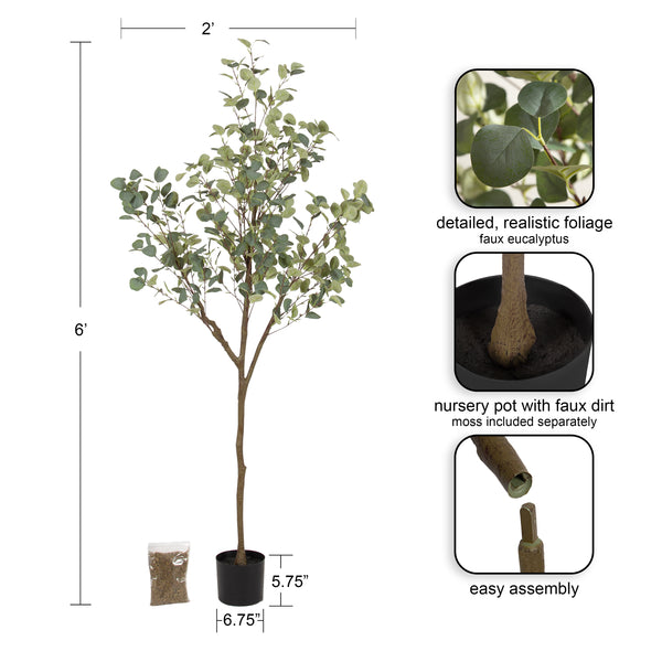 Kate & Laurel Eudora Faux Eucalyptus Tree