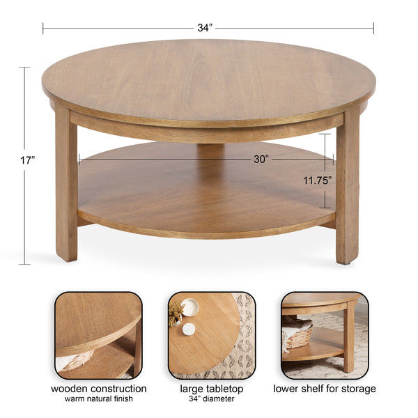Kate & Laurel Foxford Round Wood Coffee Table