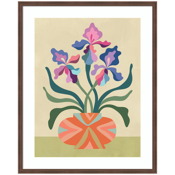 Kate & Laurel Framed Art Iris And Vase By Rachel Lee