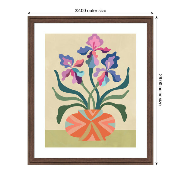 Kate & Laurel Framed Art Iris And Vase By Rachel Lee