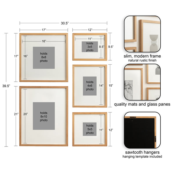 Kate & Laurel Gallery Wood Wall Matted Frame Set