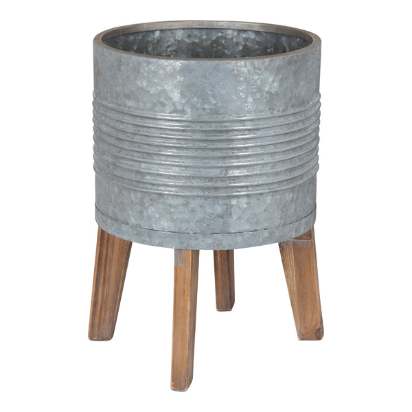 kate & laurel Gavri Metal Planter with Wood Stand