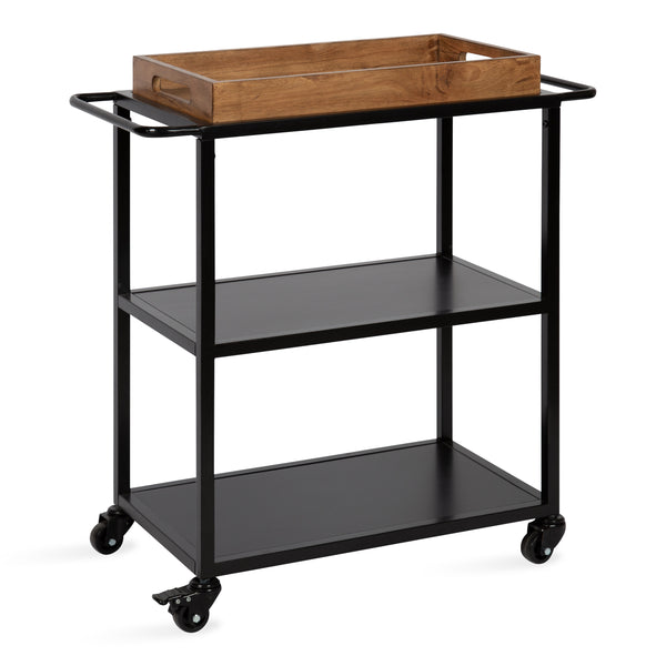 kate & laurel Giles Metal Bar Cart with Tray