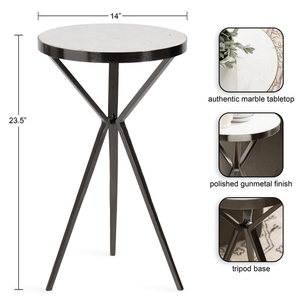 Kate & Laurel Gribben Round Marble Side Table