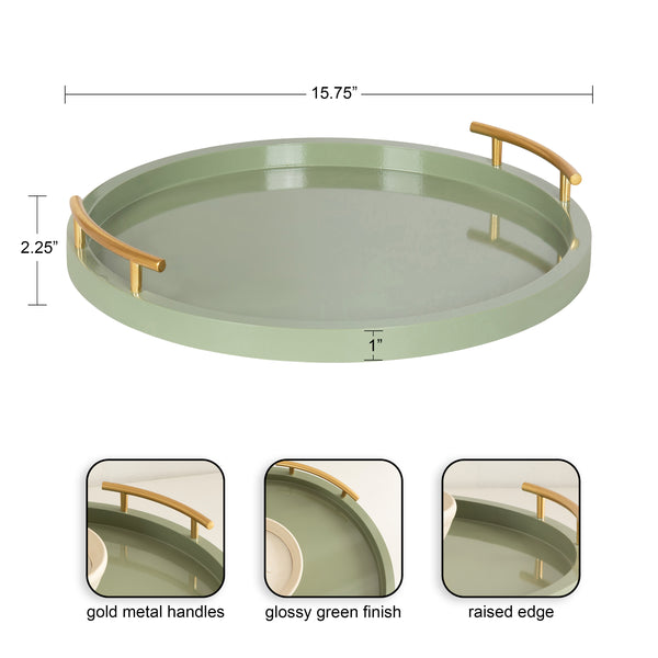 Kate & Laurel Halsey Wood Round Decorative Tray