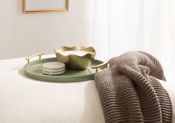 Kate & Laurel Halsey Wood Round Decorative Tray