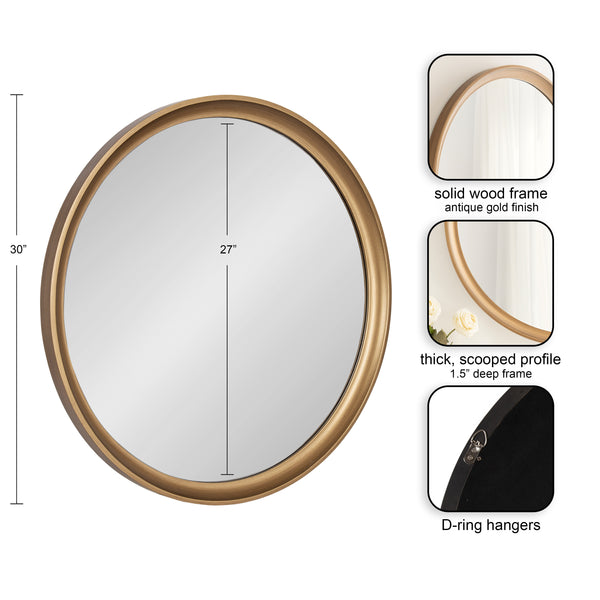 Kate & Laurel Hatherleigh Round Wood Wall Mirror