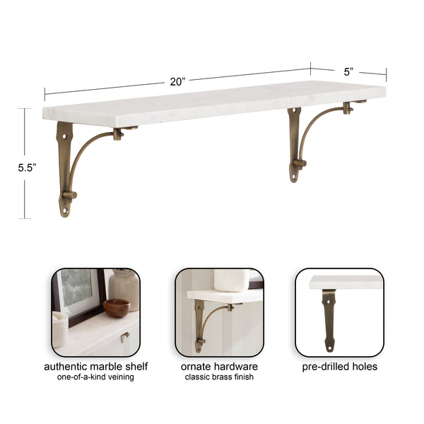 Kate & Laurel Hatley Marble Wall Shelf