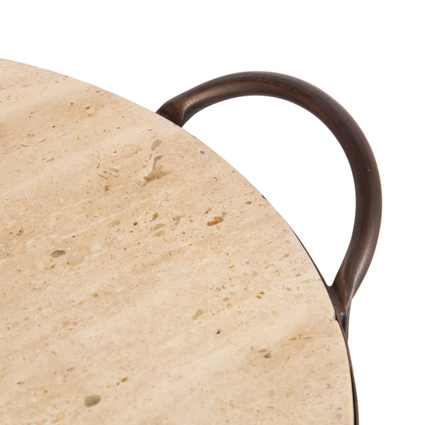Kate & Laurel Hazeltine Round Travertine Tray