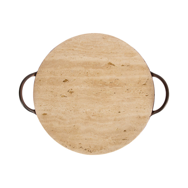 Kate & Laurel Hazeltine Round Travertine Tray