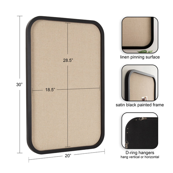 Kate & Laurel Hutton Wood Framed Fabric Pinboard