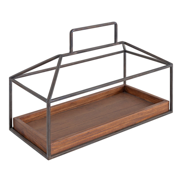 kate & laurel Huxley Wood and Metal Planter