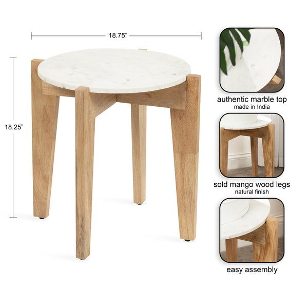 Kate & Laurel Icelyn Marble Side Table