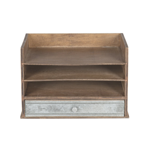 Kate & Laurel Industrious Desktop Wood Letter Tray