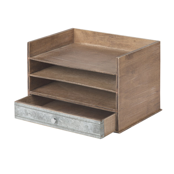 Kate & Laurel Industrious Desktop Wood Letter Tray