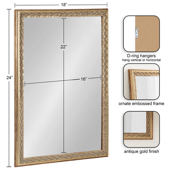 Kate & Laurel Johann Rectangle Wall Mirror