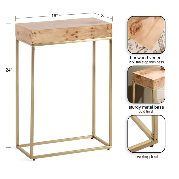 Kate & Laurel Karlsen Wood And Metal Slim Side Table