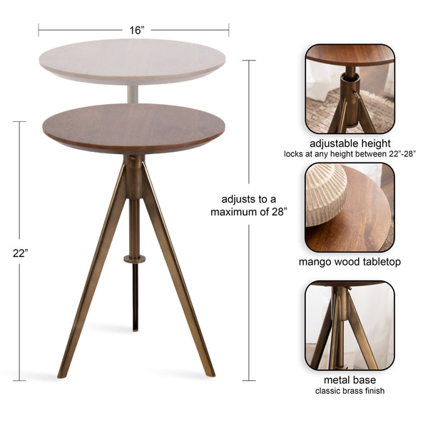 Kate & Laurel Keres Adjustable Side Table