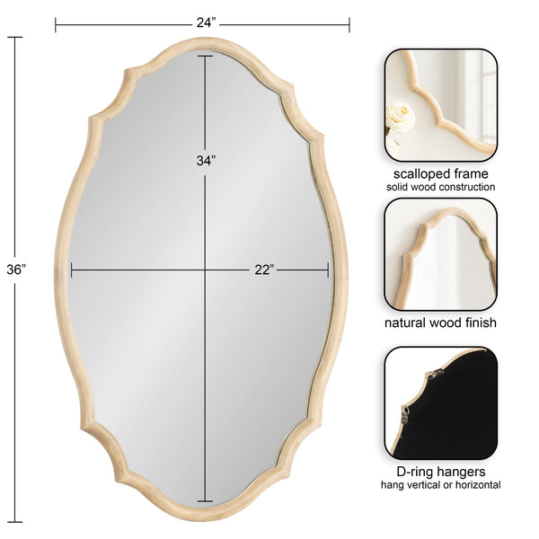 Kate & Laurel Leanna Wood Scalloped Oval Mirror