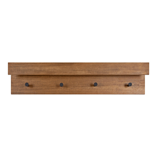 Kate & Laurel Levie Wood Wall Shelf Ledge With Knobs
