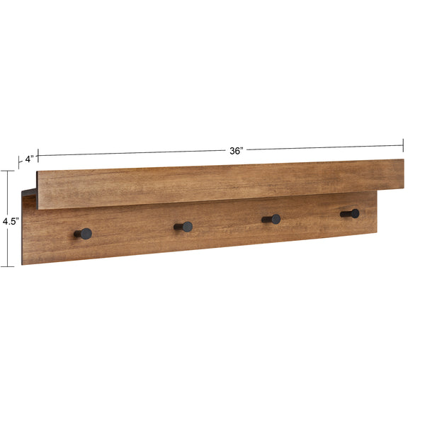 Kate & Laurel Levie Wood Wall Shelf Ledge With Knobs