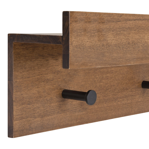 Kate & Laurel Levie Wood Wall Shelf Ledge With Knobs