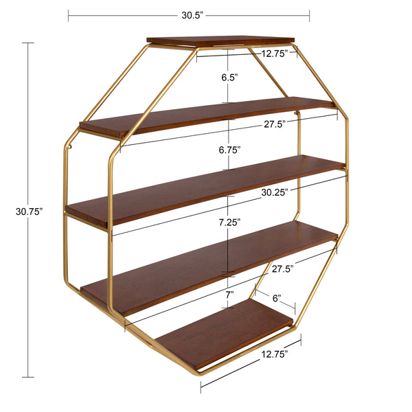 Kate & Laurel Lintz Octagon Floating Wall Shelf