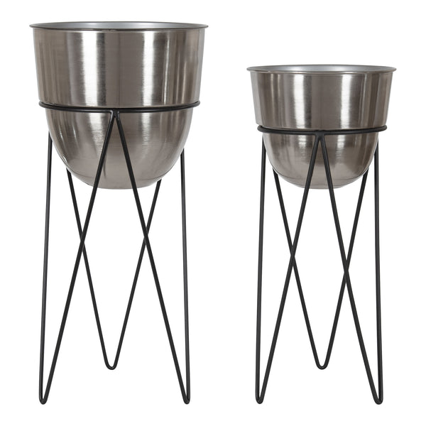 kate & laurel Mantua Round Metal Planter Set