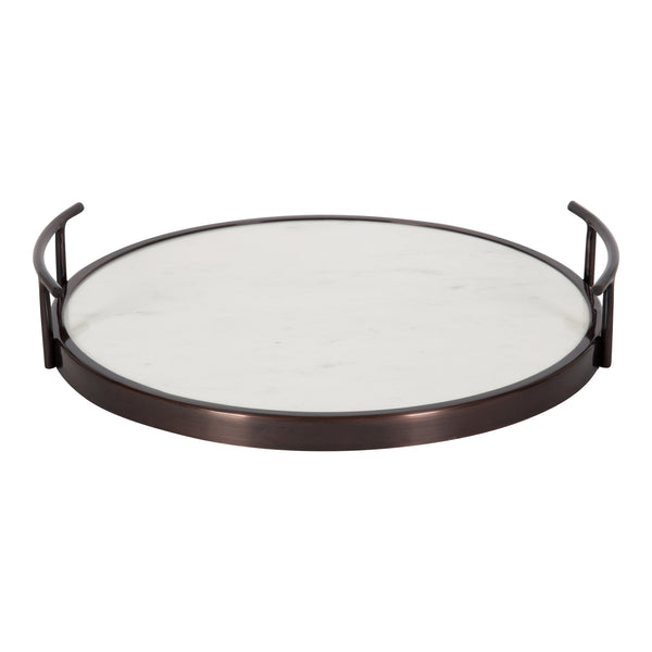 Kate & Laurel Marbury Round Metal Tray