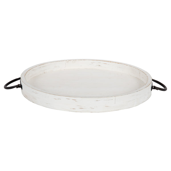 Kate & Laurel Marmora Wood And Metal Round Tray