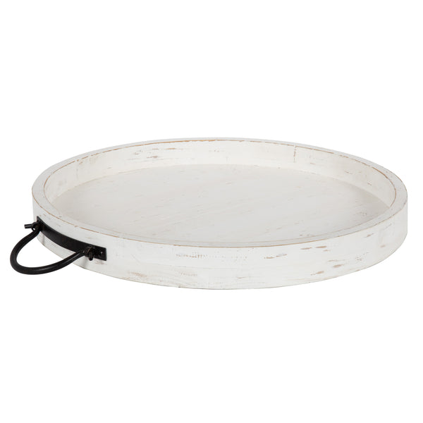 Kate & Laurel Marmora Wood And Metal Round Tray