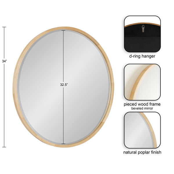 Kate & Laurel McLean Round Wood Framed Wall Mirror