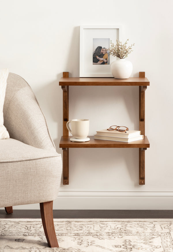 Kate & Laurel Meridien Floating Side Table Wood