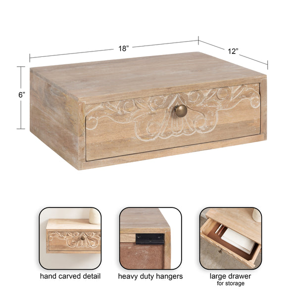 Kate & Laurel Mirza Carved Wood Floating Side Table