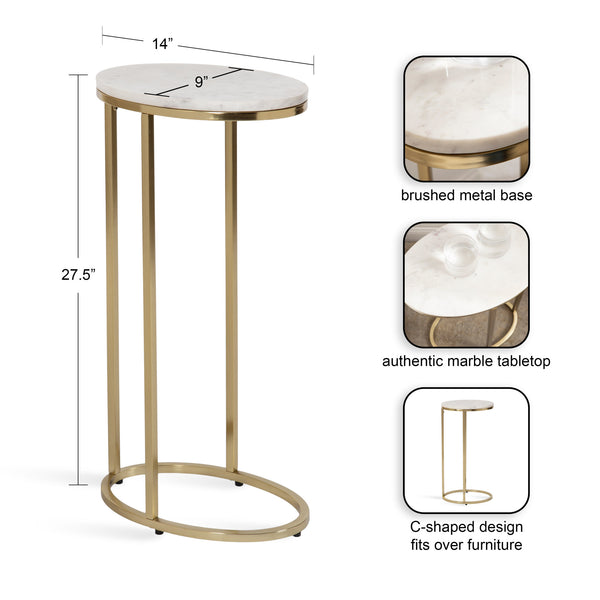 Kate & Laurel Natalli Marble Oval C-Table