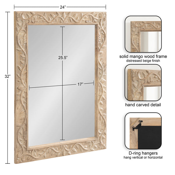 Kate & Laurel Natesa Carved Wood Mirror