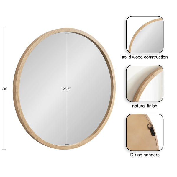 Kate & Laurel Occonor Wood Round Mirror
