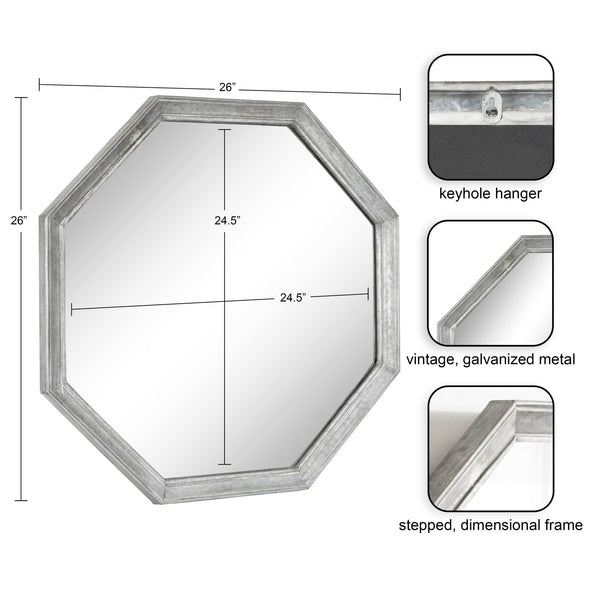 Kate & Laurel Ocono Octagon Mirror Metal