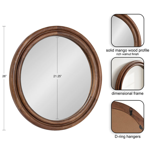 Kate & Laurel Oman Ribbed Round Wood Mirror