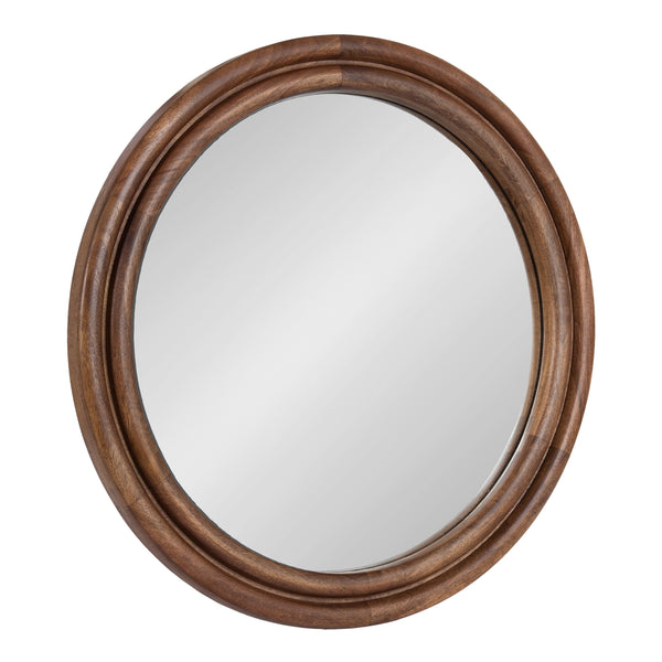 kate & laurel Oman Ribbed Round Wood Mirror