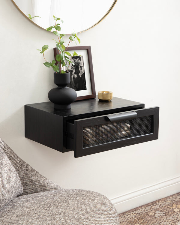 Kate & Laurel Ori Floating Side Table Rattan