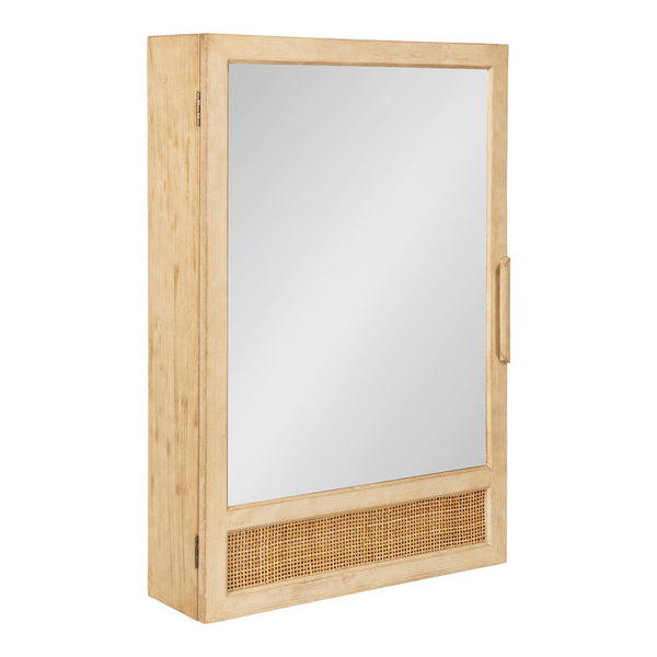 kate & laurel Ori Rattan Mirror Vanity Cabinet