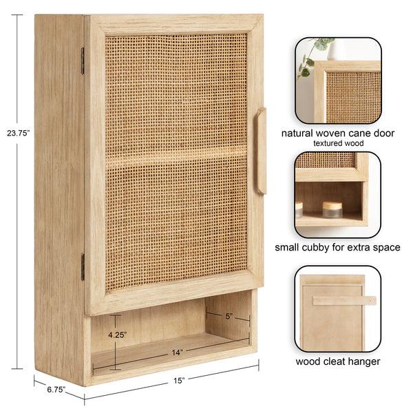 Kate & Laurel Ori Rattan Wall Cabinet With Cubby