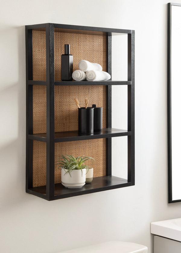 Kate & Laurel Ori Rattan/Wood Wall Shelf