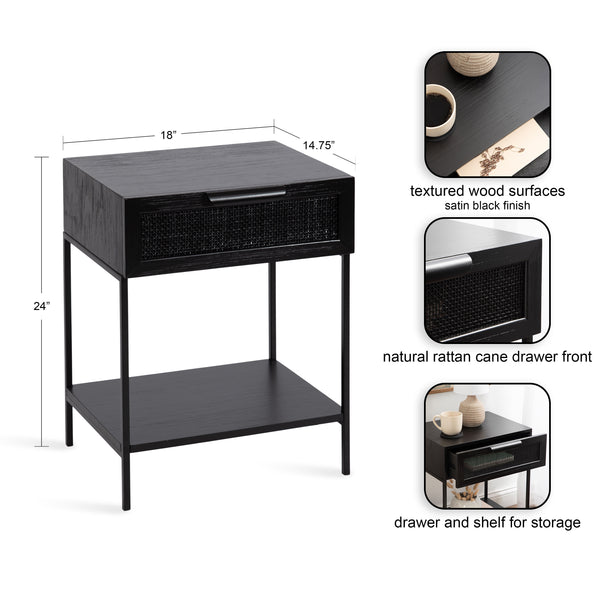 Kate & Laurel Ori Wood And Cane Side Table