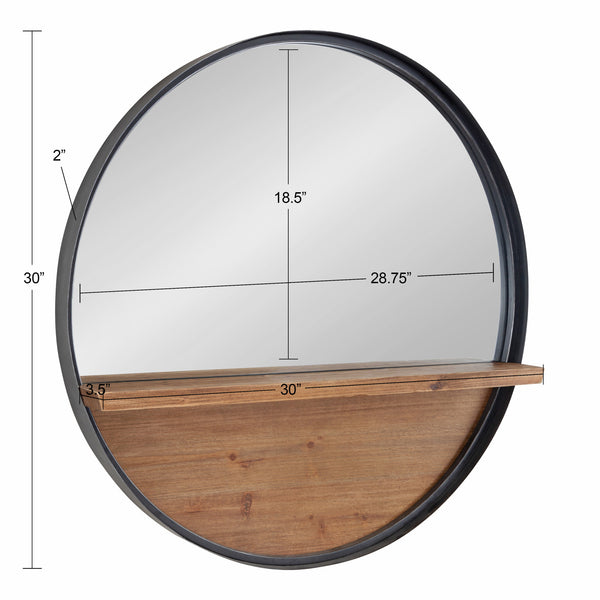 Kate & Laurel Owing Framed Round Mirror With Shelf