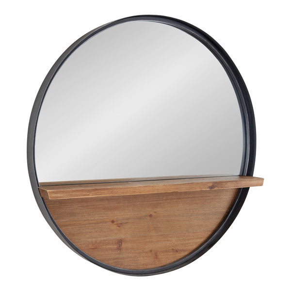 kate & laurel Owing Framed Round Mirror with Shelf